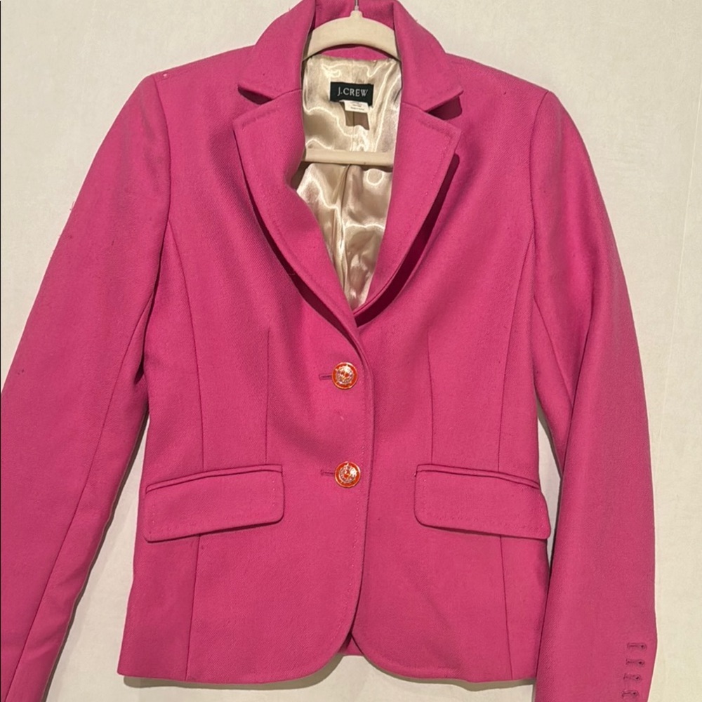 J. Crew Pink Tailored Blazer with Notched Lapels